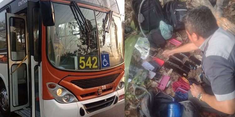 Durante fuga, bandidos deixam bolsa com celulares roubados cair