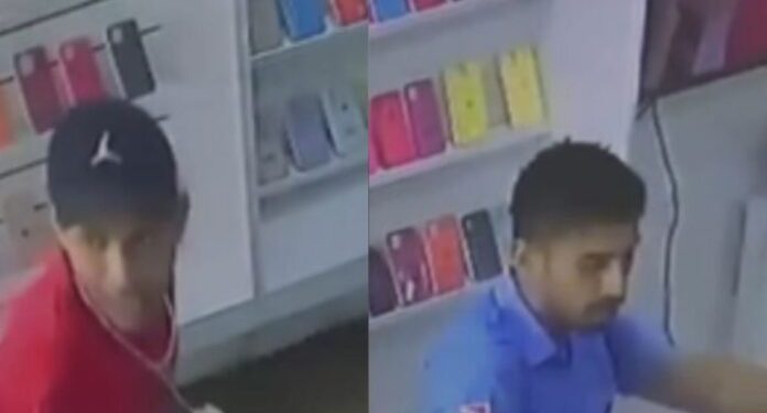 Vídeo mostra dupla fazendo ‘a limpa’ em loja de celulares em Manaus