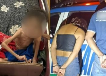 Pais largam filho desnutrido de 7 anos com irmão de 2 meses para beber cachaça no bar