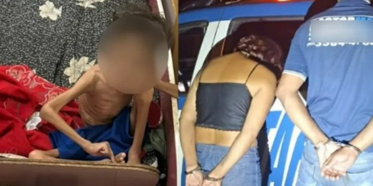 Pais largam filho desnutrido de 7 anos com irmão de 2 meses para beber cachaça no bar