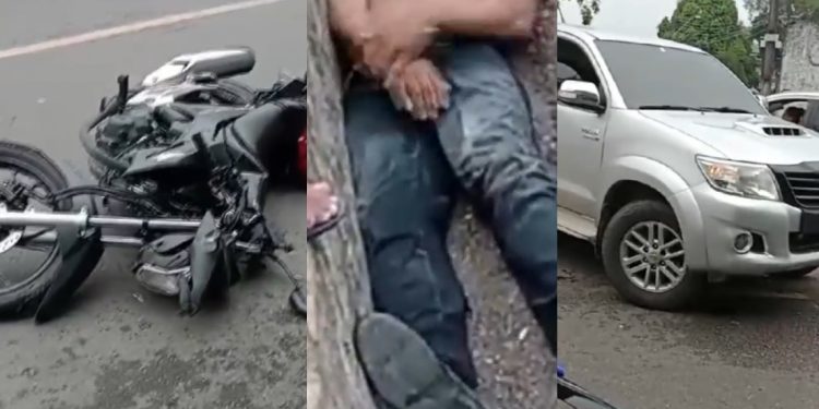 Vídeo: motoqueiro bate de frente com picape e vai parar na sarjeta em Manaus
