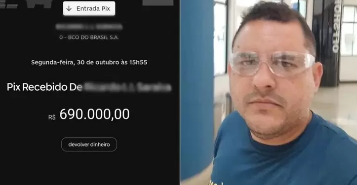 ​Honesto! Homem recebe Pix de R$ 690 mil por engano e devolve o valor
