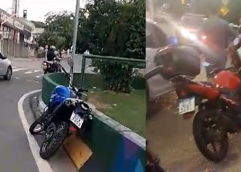 Cenas fortes: motoqueiro derrapa, despenca de viaduto e morre esmagado em Manaus