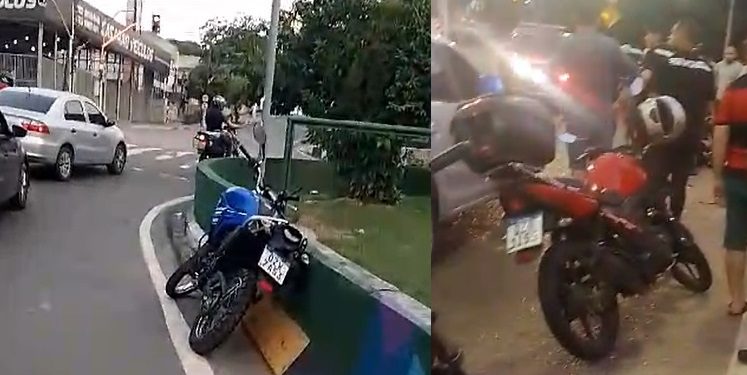 Cenas fortes: motoqueiro derrapa, despenca de viaduto e morre esmagado em Manaus