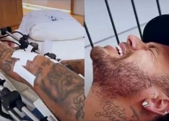 Neymar grita de dor ao fazer tratamento no joelho; vídeo