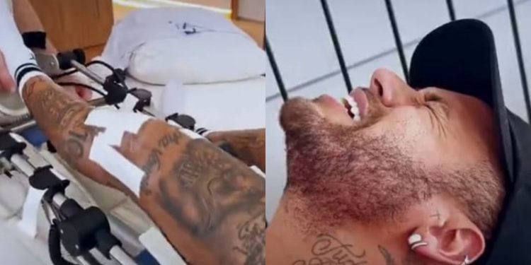 Neymar grita de dor ao fazer tratamento no joelho; vídeo