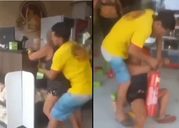 Vídeo: Na padaria, mulher mete a porrada em atendente que chamou marido dela de ‘amor’