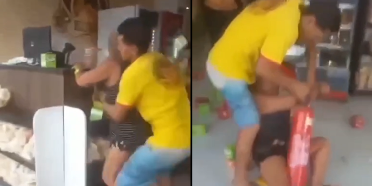 Vídeo: Na padaria, mulher mete a porrada em atendente que chamou marido dela de ‘amor’