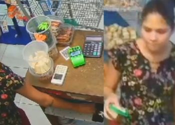Mulher dá uma disfarçada e furta R$ 300 em mercadinho de Manaus