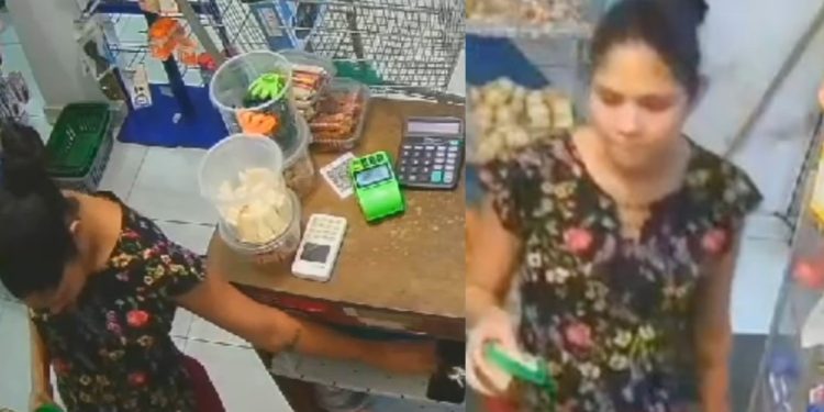 Mulher dá uma disfarçada e furta R$ 300 em mercadinho de Manaus
