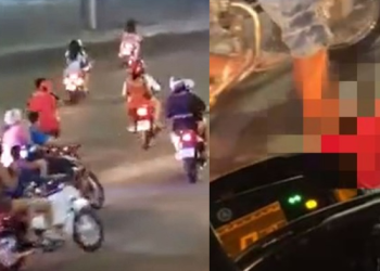 ‘Rolezinho’ na contramão nas ruas de Manaus deixa mulher ferida durante colisão; veja