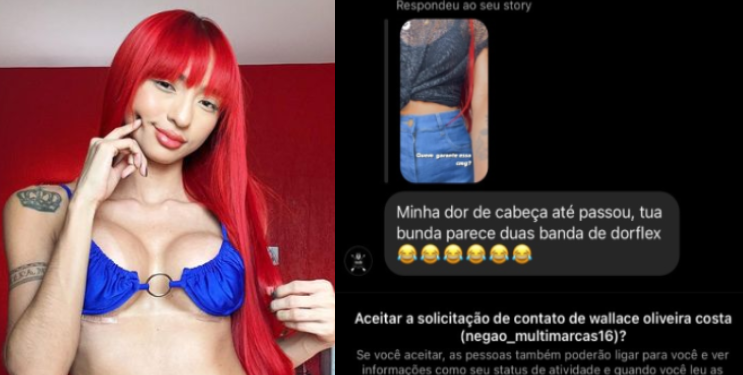 Seguidor diz que Ruivinha de Marte tem popozão de ‘duas bandas de dorflex’ e ela fica furiosa