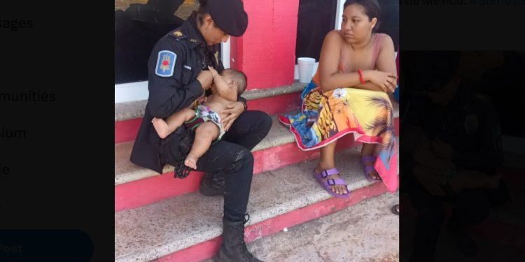 Internautas pedem aumento de salário para policial que amamentou bebê com fome na rua