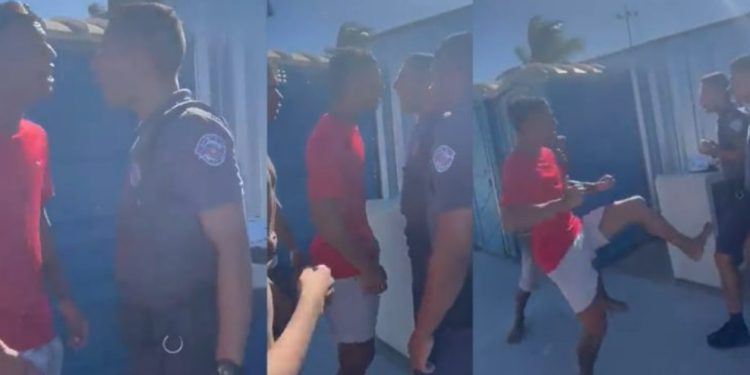Vídeo: suspeitos de assalto partem pra cima de policiais armados