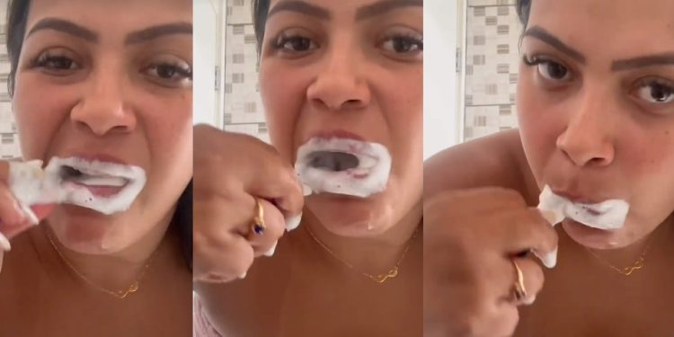 Talarica da Bemol se exibe com escova na boca e vira piada no insta: ‘sem conteúdo’