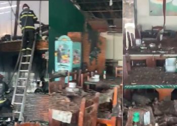 Veja vídeo do interior do restaurante Tropeiro totalmente destruído pelas chamas em Manaus