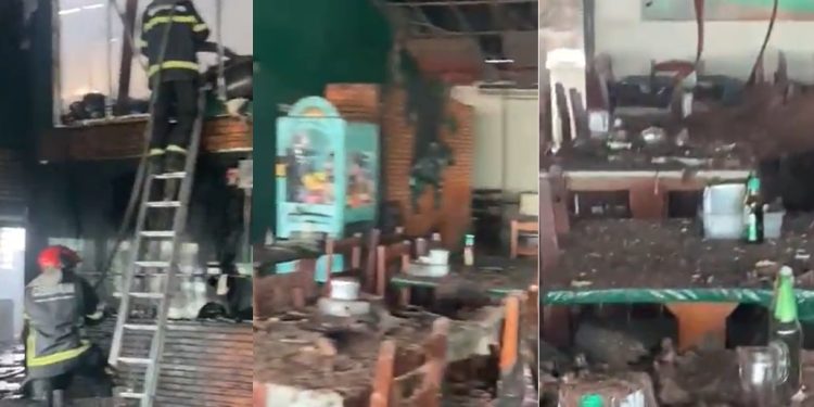 Veja vídeo do interior do restaurante Tropeiro totalmente destruído pelas chamas em Manaus