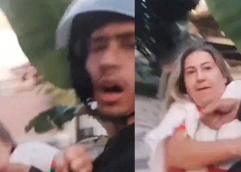 Vídeo mostra cliente partindo pra cima de entregador: ‘me agredindo aqui, ó’