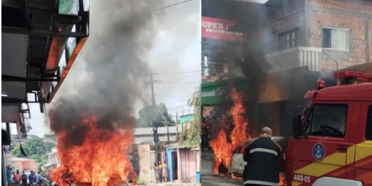 Carro é incendiado no Jorge Teixeira. Motivo foi briga de vizinhos