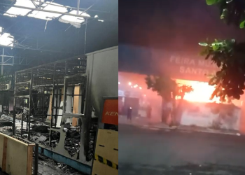 Vídeos: Desespero após Feira do Santo Antônio ser tomada pelo fogo em incêndio de grandes proporções