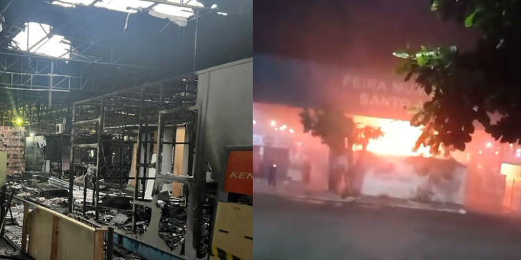 Vídeos: Desespero após Feira do Santo Antônio ser tomada pelo fogo em incêndio de grandes proporções