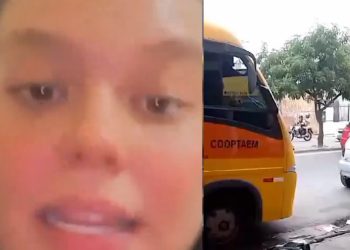 Depois de destruir ônibus do ex-marido em Manaus, mulher grava vídeo: ‘não foi chifre’
