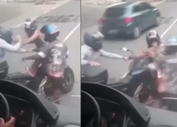 Vídeo: Ladrões nota ‘dó’ ficam nervosos com buzina, levam tapa de vítima e desistem de roubar motocicleta