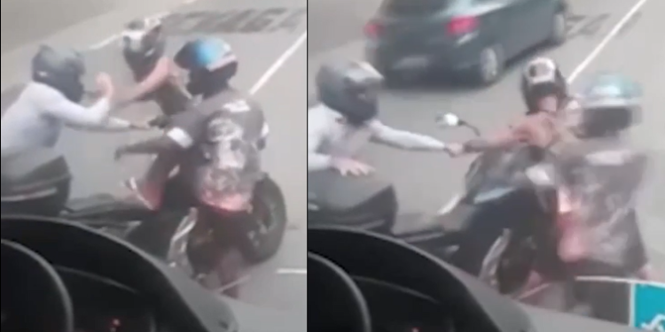 Vídeo: Ladrões nota ‘dó’ ficam nervosos com buzina, levam tapa de vítima e desistem de roubar motocicleta