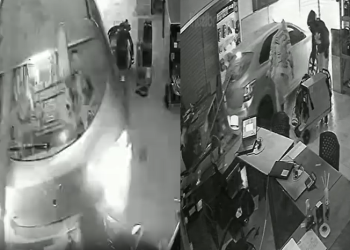 Vídeos: Trio dá prejuízo de R$ 150 mil ao invadir empresa em Manaus com marcha ré e furtar cabos e fios