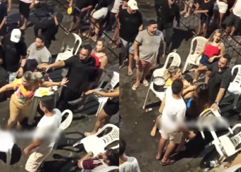 Mulher tem crise de ciúmes com o ‘presente de Deus’ e tenta quebrar novinha em pagode do Alvorada; vídeo