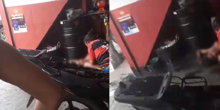 Vídeo mostra mulher ensanguentada após ser esfaqueada em oficina no ‘Jorge Texas’