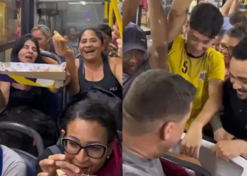 Vídeo: Pizzaria inova e ganha clientes ao fazer delivery dentro de ônibus: ‘Já fiz o pix, tá pago’