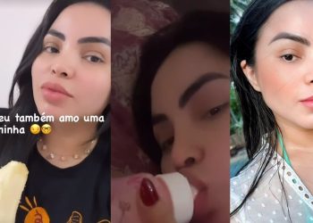 Sandy ironiza com banana após ataques por imagem com mamadeira