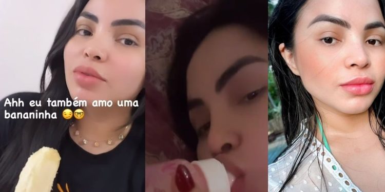 Sandy ironiza com banana após ataques por imagem com mamadeira