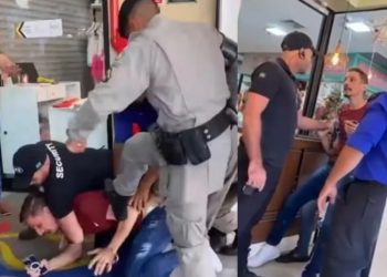 Vídeos: homem acusado de filmar PM é enforcado e chutado dentro do shopping