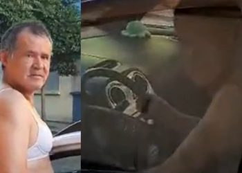 Vídeo: pai se revolta após homem se exibir com roupa feminina na porta da escola: ‘vai apanhar’