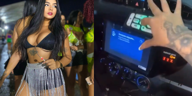 Vídeo: Blogueira ‘blindada’ usa sirene e tira onda dentro de viatura da Polícia Militar