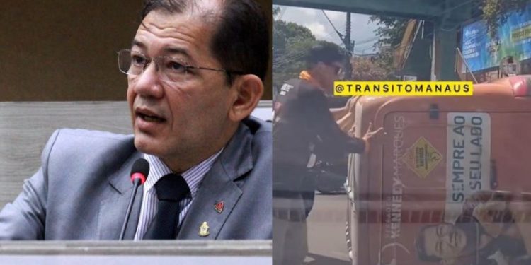 Vídeo: Carro de projeto de vereador de Manaus capota em avenida