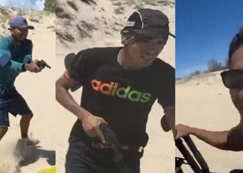 Dupla tenta roubar buggy em alta velocidade e vítima ri “na cara do perigo” (vídeo)