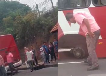 Roda de busão cai em Manaus e deixa passageiros a pé na Zona Leste