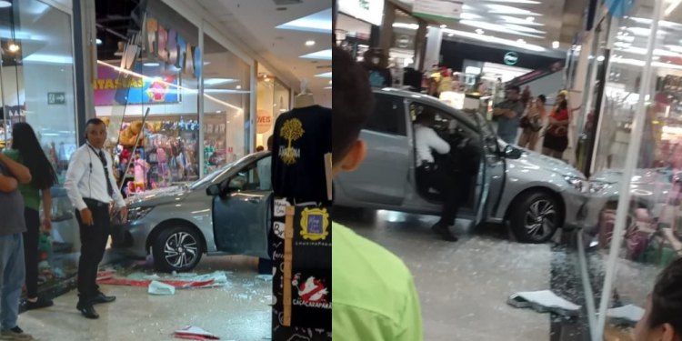 Em shopping de Manaus, funcionária de stand desmaia após bater carro com tudo em loja