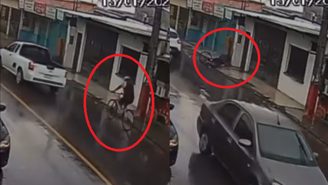 Em Manaus, ciclista sofre infarto, cai de bicicleta e motoristas em carro passam sem socorrê-lo; veja