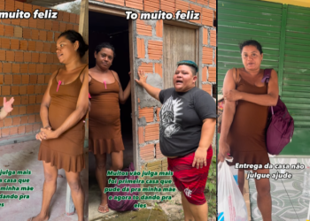 Vídeos: Influenciadora do meme da ‘pecanha’ mostra doação de casa para casal que morava na rua em Manaus