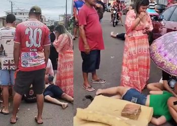 Vídeos: motoqueiro empina roda, acerta moto em menina e também fica ferido na Compensa