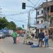 Casal “voa” após bater a moto na traseira de um carro em Manaus