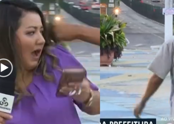 ‘Noiado’? Homem ataca repórter da Rede Amazônica e mete cascudo ao vivo; veja