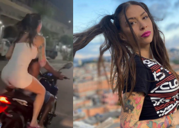 Vídeo: Doida pra raspar os fundos no asfalto, MC Pipokinha faz ‘quadradinho’ em cima de moto