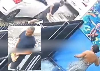 Vídeo: homem abre a bermuda na rua em Manaus e mulher mira a vassoura nele