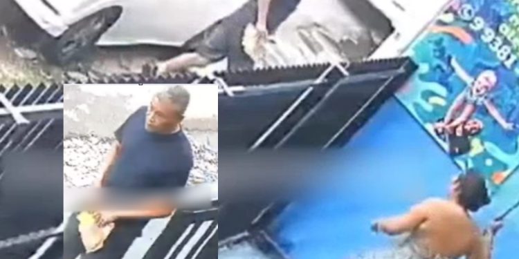 Vídeo: homem abre a bermuda na rua em Manaus e mulher mira a vassoura nele