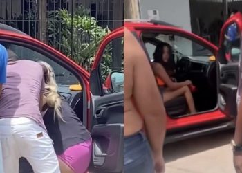 Vídeo: Marido diz que vai trabalhar e é pego pela esposa pegando ‘novinha’ no carro